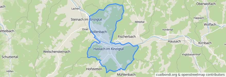 Mapa de ubicacion de Haslach im Kinzigtal.