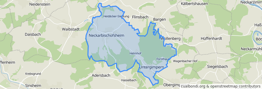 Mapa de ubicacion de Neckarbischofsheim.