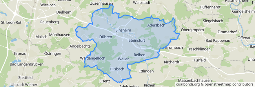 Mapa de ubicacion de Sinsheim.