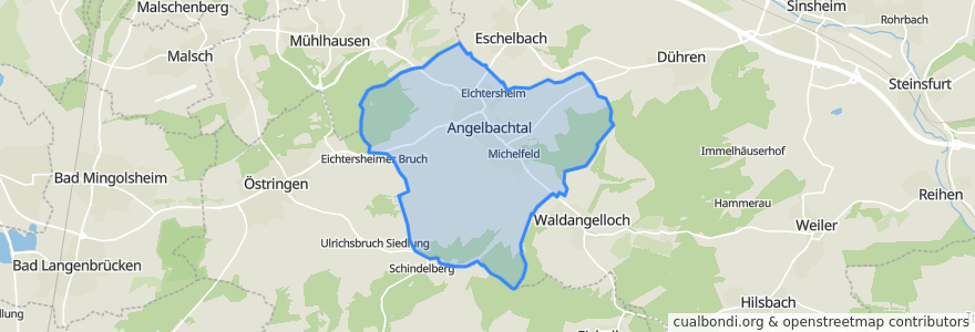 Mapa de ubicacion de Angelbachtal.