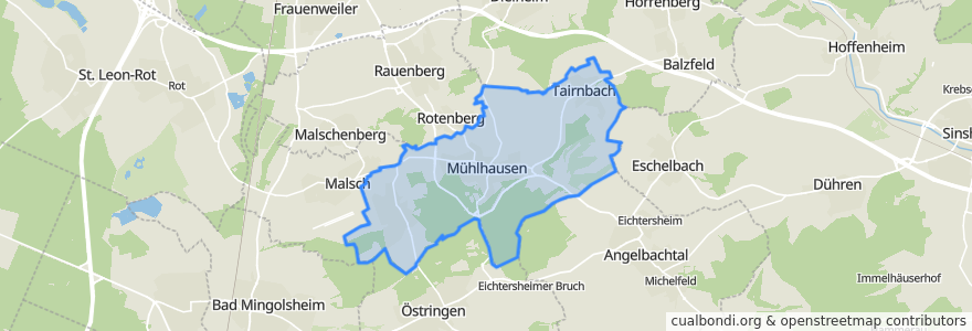 Mapa de ubicacion de Mühlhausen.