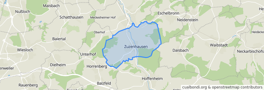 Mapa de ubicacion de Zuzenhausen.