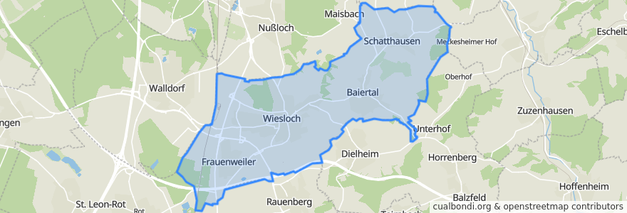 Mapa de ubicacion de Wiesloch.