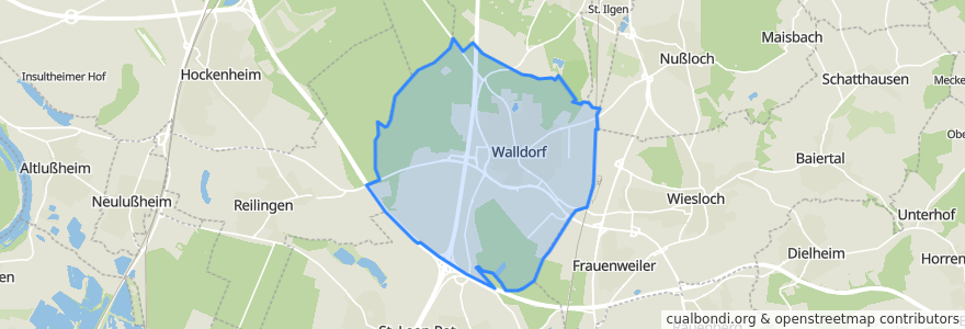 Mapa de ubicacion de Walldorf.