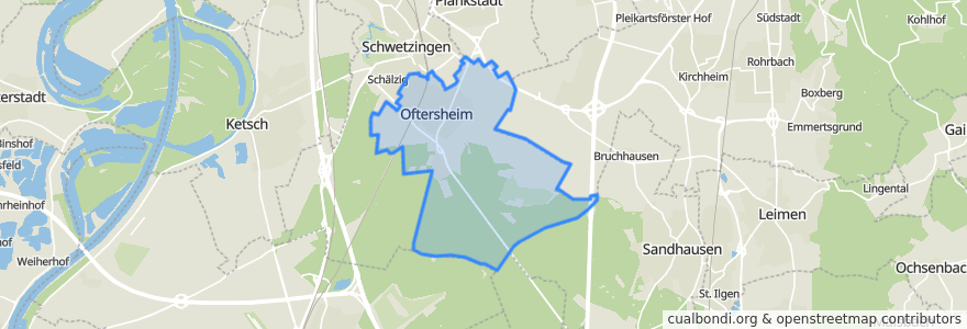 Mapa de ubicacion de Oftersheim.