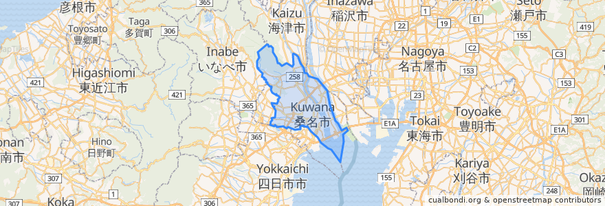 Mapa de ubicacion de Kuwana.