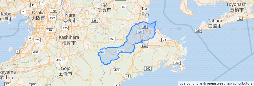 Mapa de ubicacion de 松阪市.