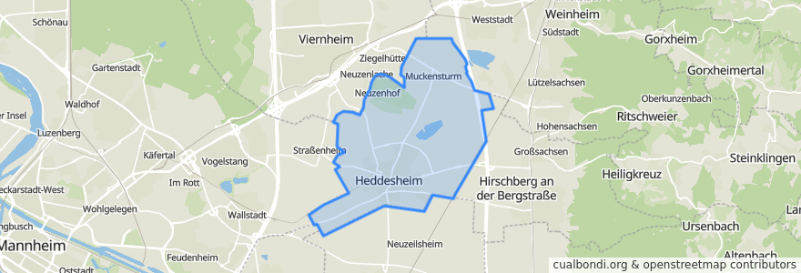 Mapa de ubicacion de Heddesheim.