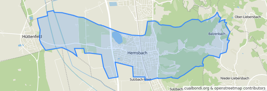 Mapa de ubicacion de Hemsbach.