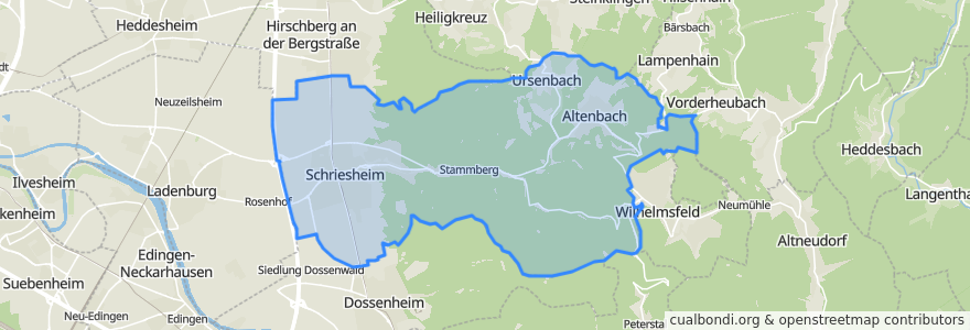 Mapa de ubicacion de Schriesheim.