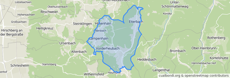 Mapa de ubicacion de Heiligkreuzsteinach.