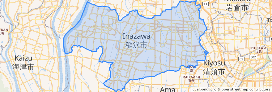 Mapa de ubicacion de 稻澤市.