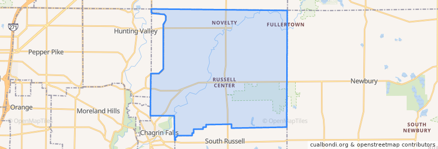 Mapa de ubicacion de Russell Township.
