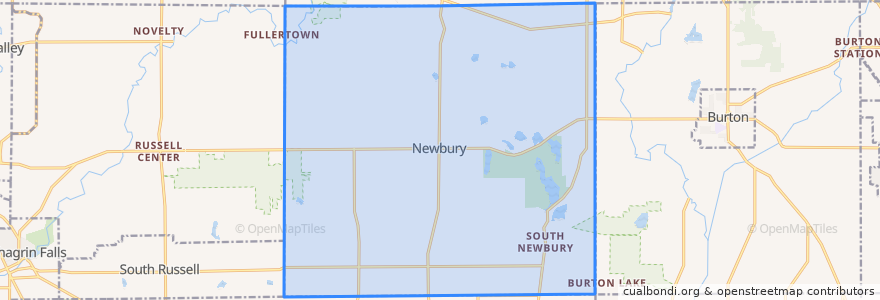 Mapa de ubicacion de Newbury Township.