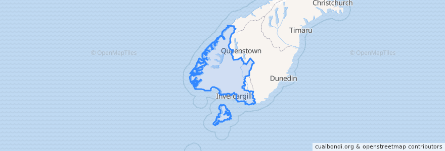 Mapa de ubicacion de Southland District.