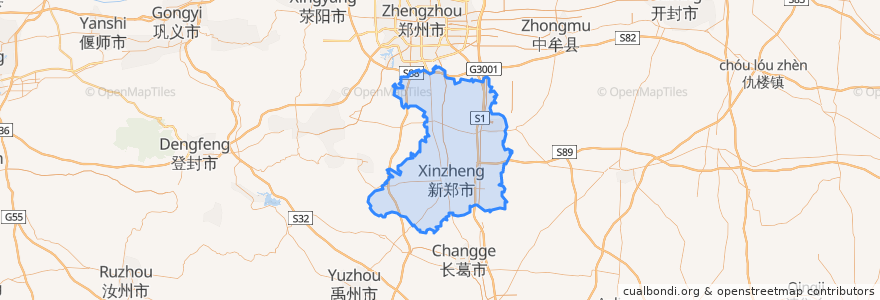 Mapa de ubicacion de Xinzheng.