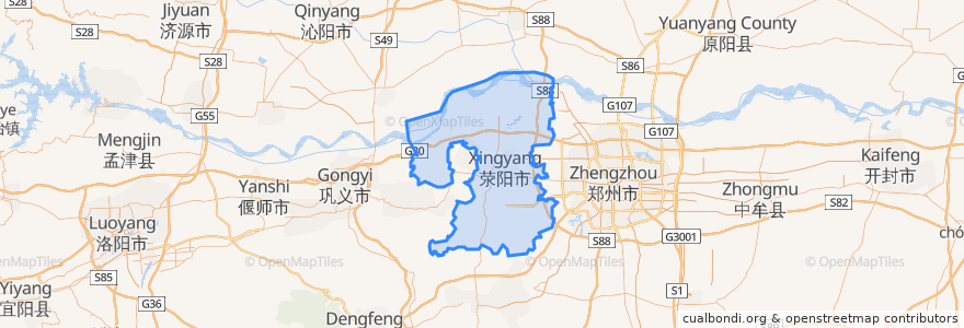 Mapa de ubicacion de Xingyang.