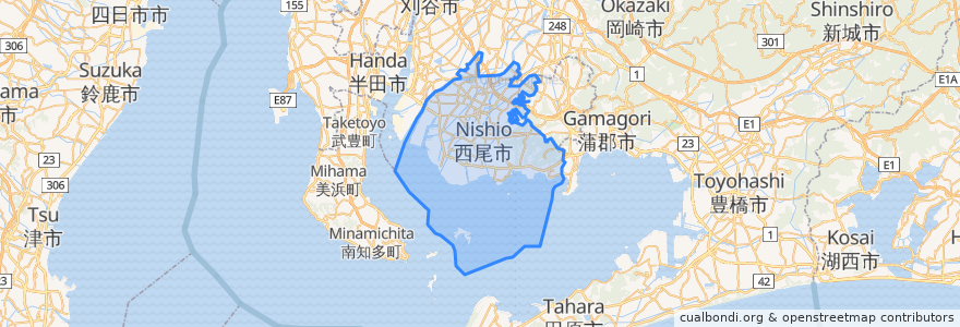 Mapa de ubicacion de 西尾市.