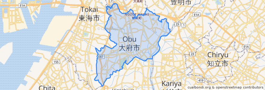 Mapa de ubicacion de Obu.