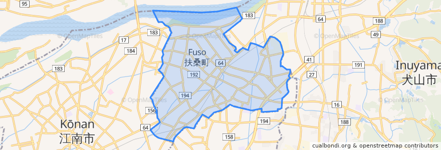 Mapa de ubicacion de 扶桑町.