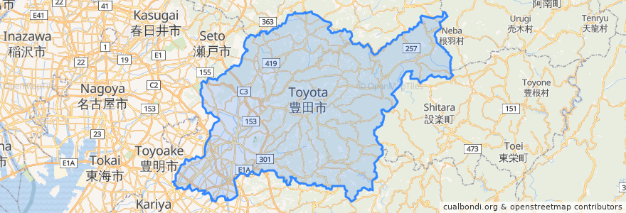 Mapa de ubicacion de 豐田市.