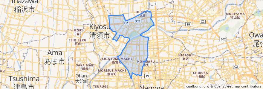 Mapa de ubicacion de 西区.