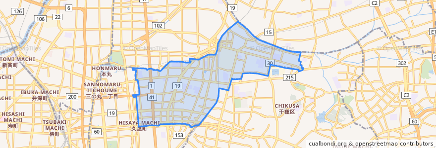 Mapa de ubicacion de 東区.