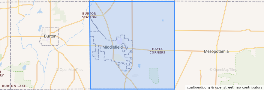 Mapa de ubicacion de Middlefield Township.