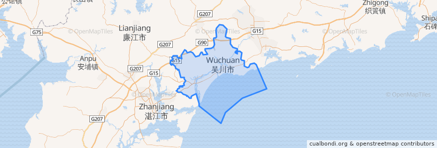 Mapa de ubicacion de 吴川市.