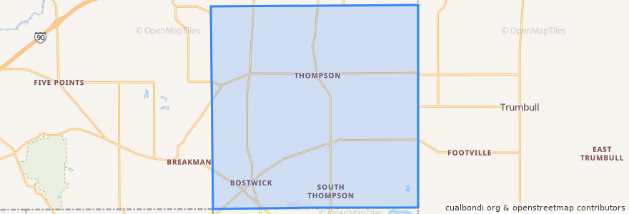 Mapa de ubicacion de Thompson Township.