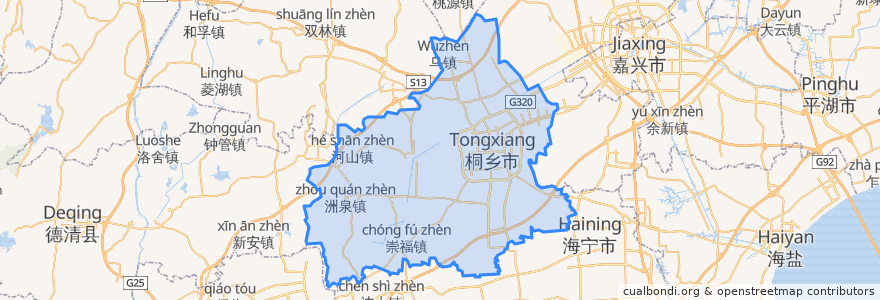 Mapa de ubicacion de Tongxiang.