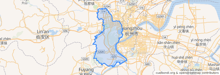 Mapa de ubicacion de 西湖区.