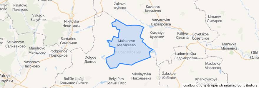 Mapa de ubicacion de Малакеевское сельское поселение.