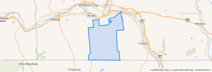 Mapa de ubicacion de Binghamton Town.