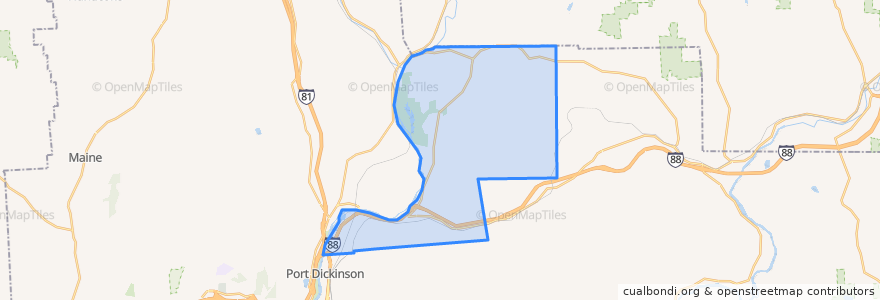 Mapa de ubicacion de Fenton Town.