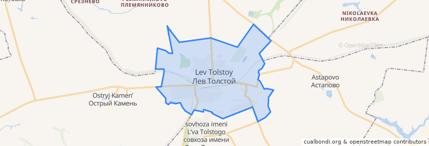 Mapa de ubicacion de Лев-Толстовский сельсовет.