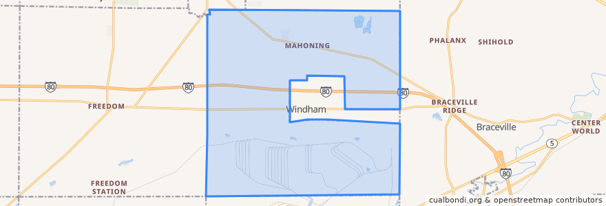 Mapa de ubicacion de Windham Township.