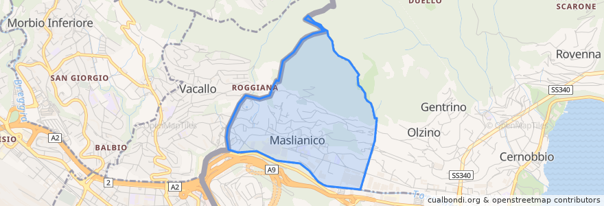 Mapa de ubicacion de Maslianico.