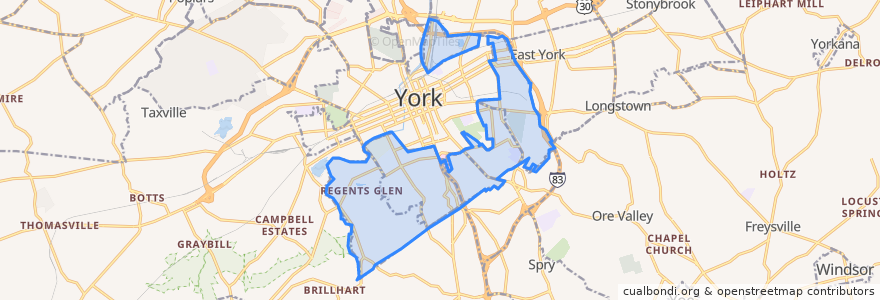 Mapa de ubicacion de Spring Garden Township.