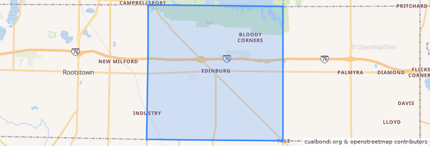 Mapa de ubicacion de Edinburg Township.
