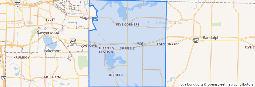 Mapa de ubicacion de Suffield Township.