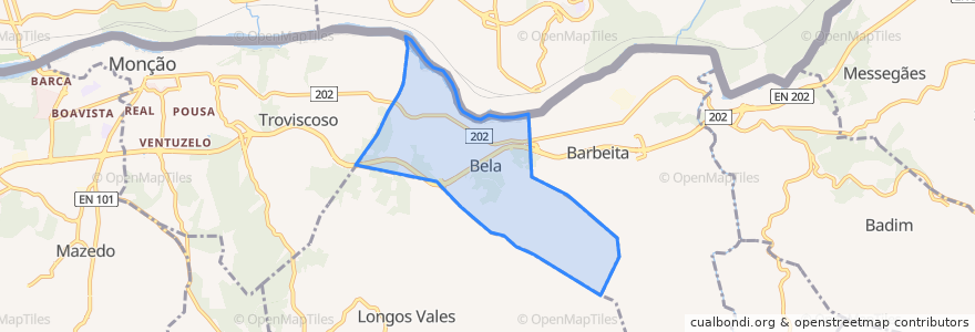 Mapa de ubicacion de Bela.