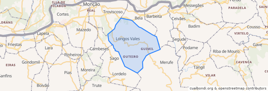 Mapa de ubicacion de Longos Vales.