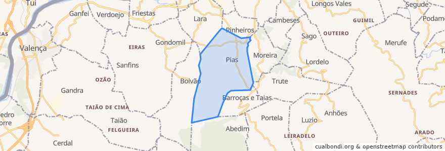 Mapa de ubicacion de Pias.