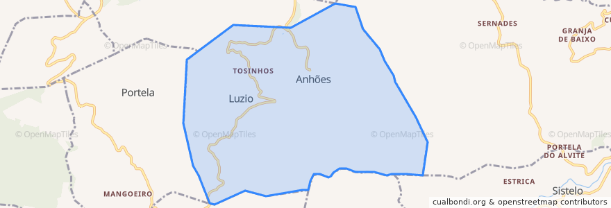 Mapa de ubicacion de Anhões e Luzio.