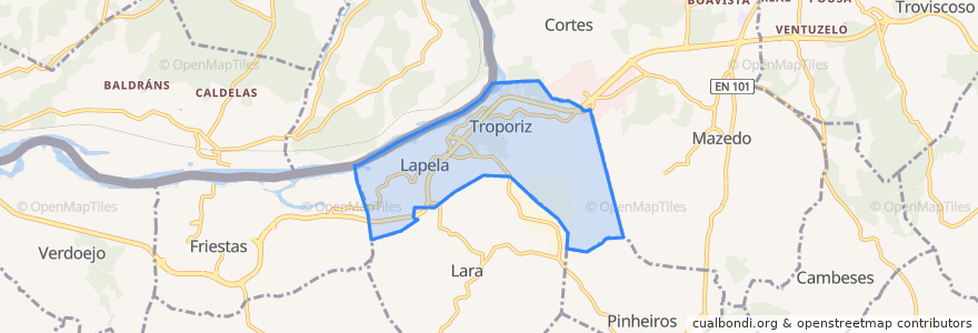 Mapa de ubicacion de Troporiz e Lapela.