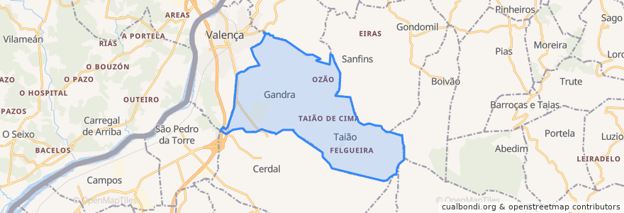 Mapa de ubicacion de Gandra e Taião.