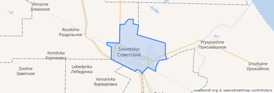 Mapa de ubicacion de Советское сельское поселение.