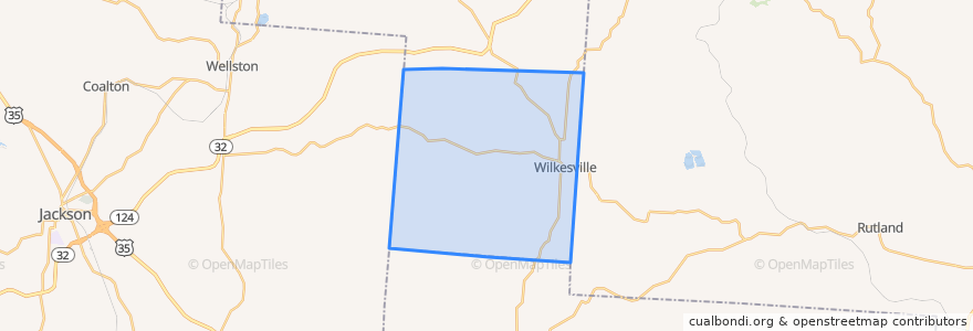 Mapa de ubicacion de Wilkesville Township.