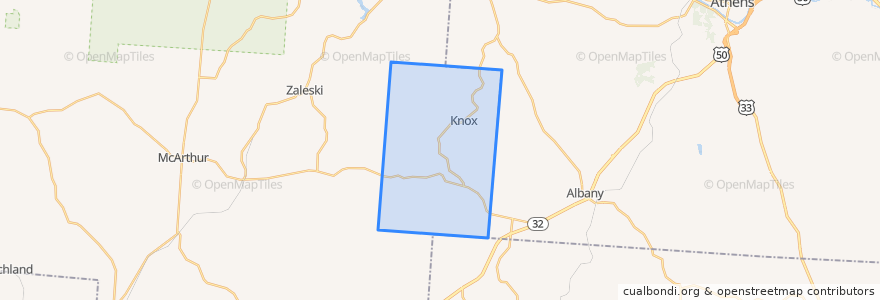 Mapa de ubicacion de Knox Township.